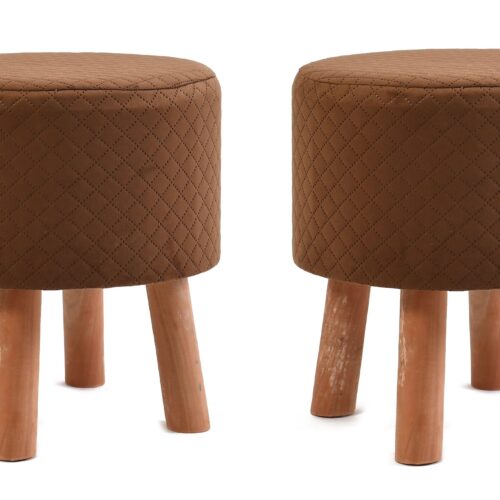 Diamond Quilted Stool -Brown