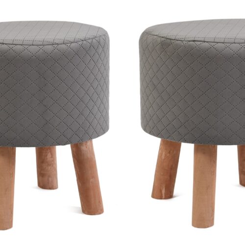 Diamond Quilted Stool-Grey