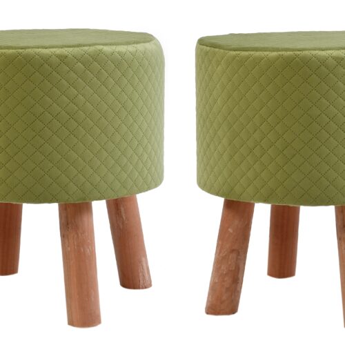 Diamond Quilted Stool-Olive green