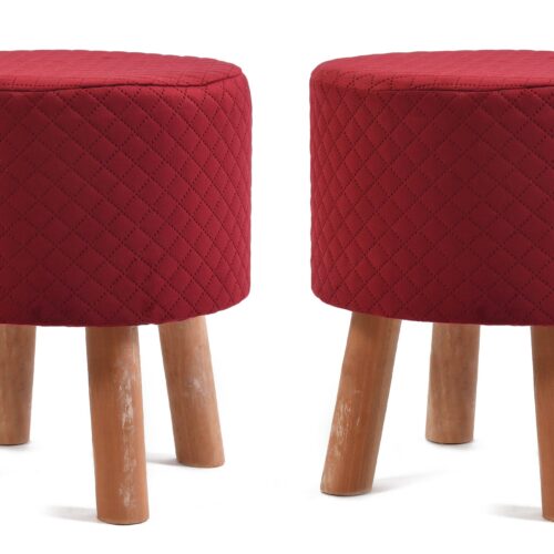 Diamond Quilted Stool-Red