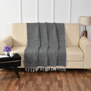 Diamond Cotton  Woven Throw-Black & White