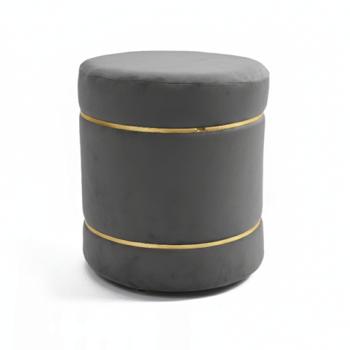 Velvet Stripe Pouf-Grey