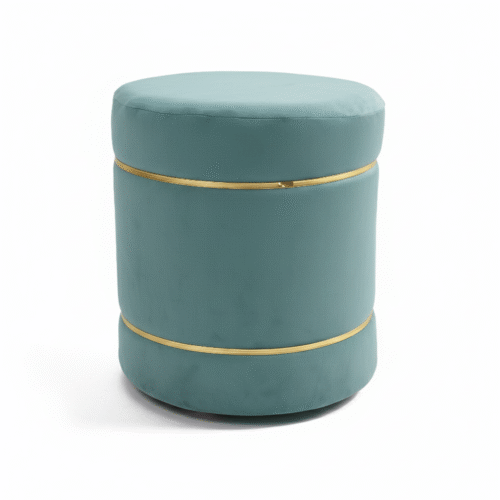 Velvet Stripe Pouf-Aqua