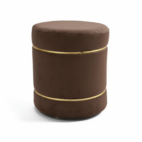 Velvet Stripe Pouf-Coffee