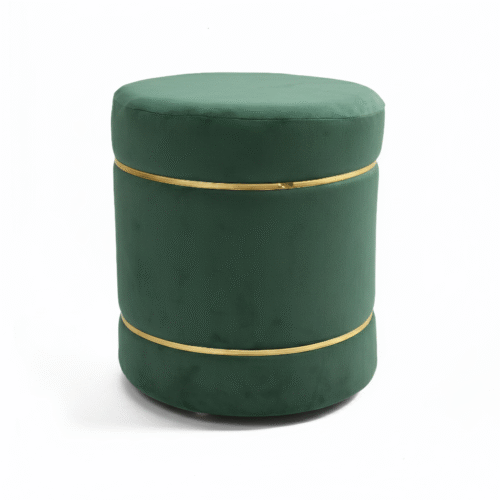 Velvet Stripe Pouf-Green