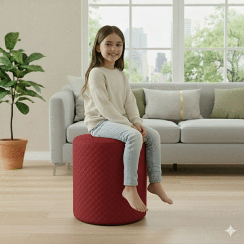 Diamond Quilted Pouf-Maroon