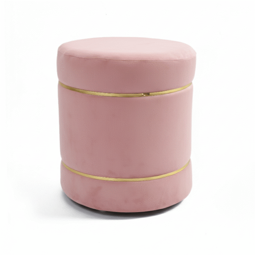 Velvet Stripe Pouf-Pink