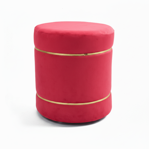 Velvet Stripe  Pouf-Red