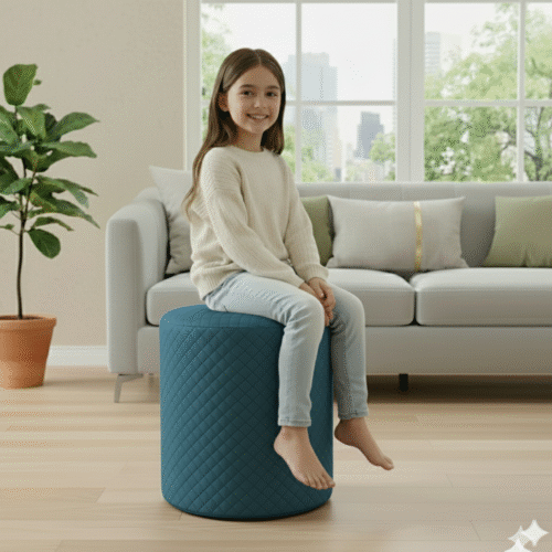 Diamond Quilted Pouf-Turquoise