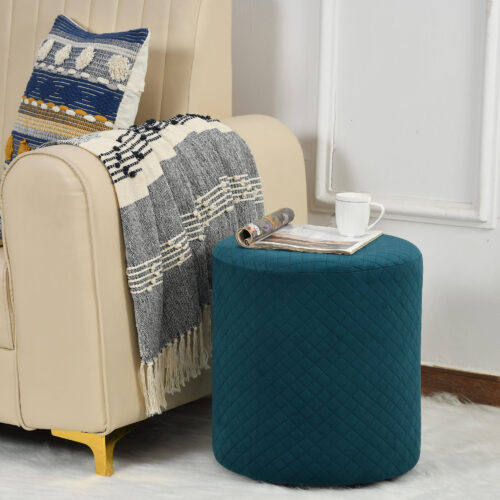 Diamond Quilted Pouf-Turquoise