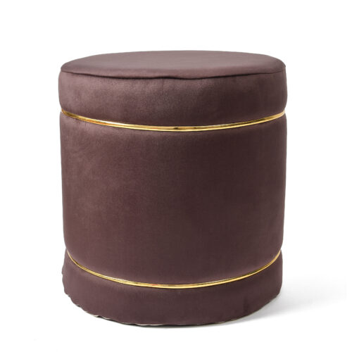 Velvet Stripe Pouf-Coffee