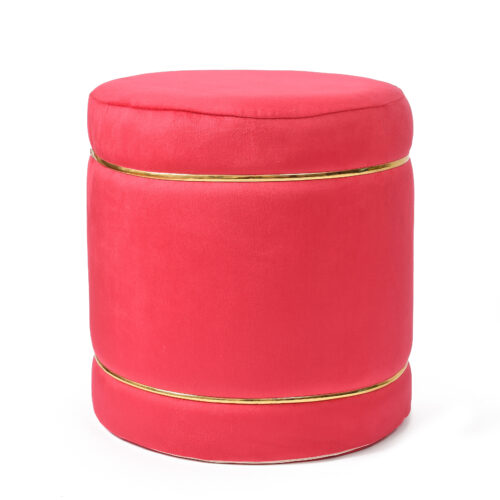 Velvet Stripe  Pouf-Red