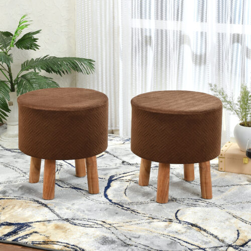 Lino Quilted Stool-Brown
