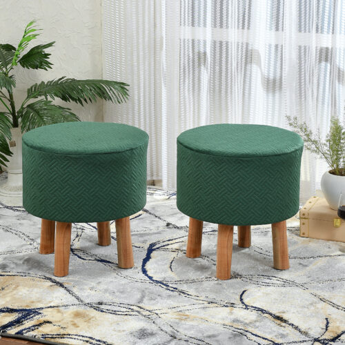 Lino Quilted Stool-Dark Green