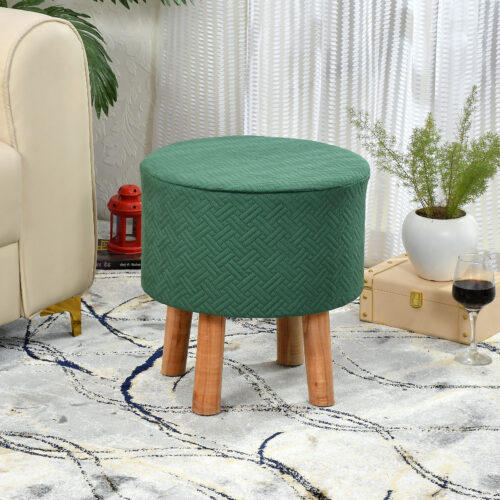 Lino Quilted Stool-Dark Green - Single