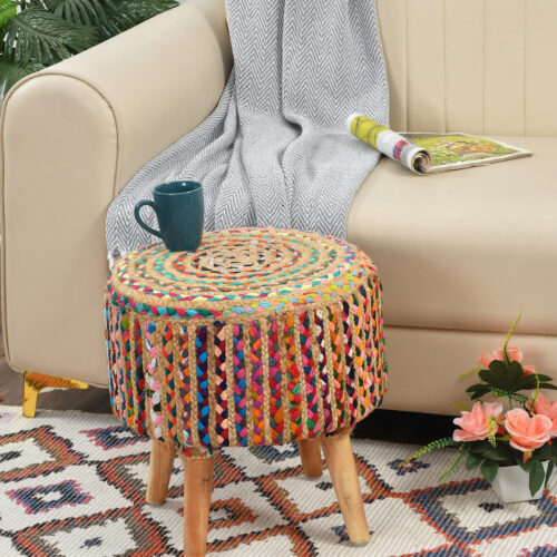 Hi-Texch Chindi Jute Stool - Single