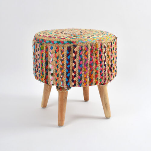 Hi-Texch Chindi Jute Stool