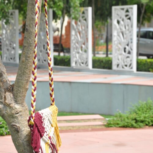 Knot Charm Macrame Sling Bag