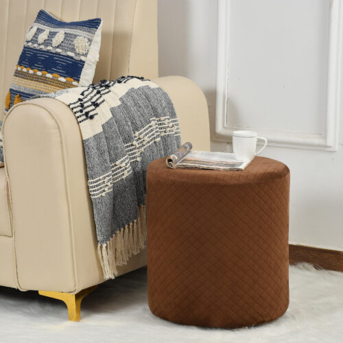 Diamond Quilted Pouf-Brown