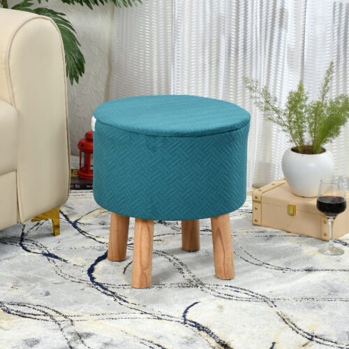 Lino Quilted Stool-Turquoise