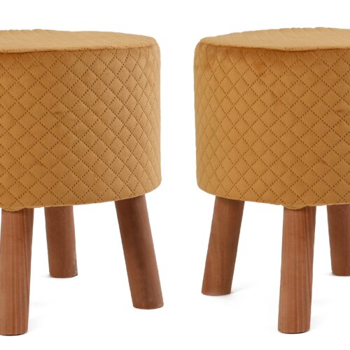 Diamond Quilted  Stool-Yellow