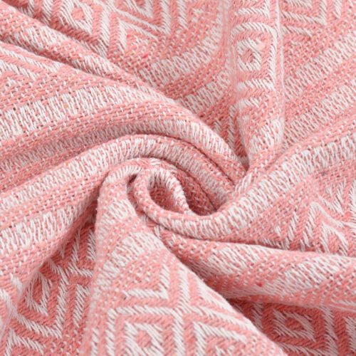 Cotton Elegant Woven Throw-Pink & White