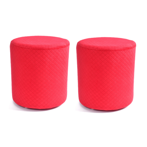 Diamond Quilted Pouf-Red