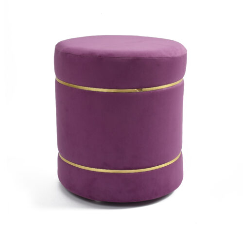 Velvet Stripe  Pouf-Purple