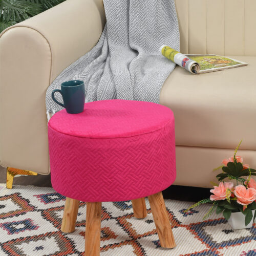 Lino Quilted Stool-Rose Pink