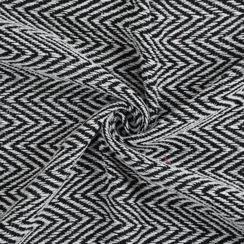 Herringbone Cotton WovenThrow-Black & White