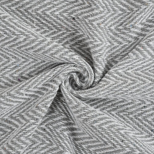 Herringbone Cotton Woven Throw-Grey & White