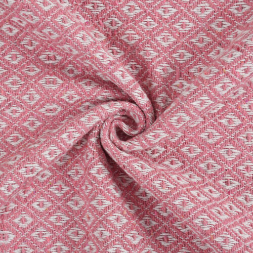 Diamond Cotton  Woven Throw-Pink & White