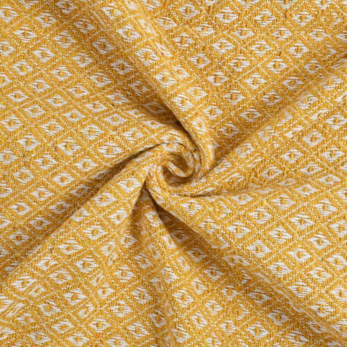 Diamond Cotton  Woven Throw-Yellow & White