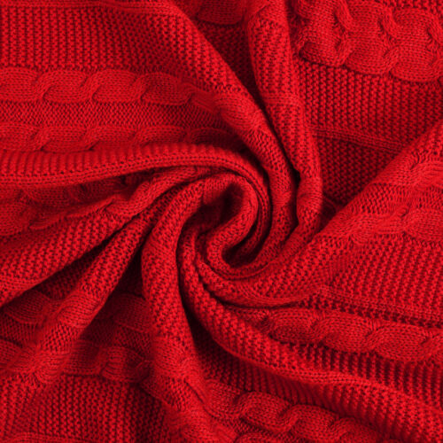 Blossom Knitted  Throw :- Red