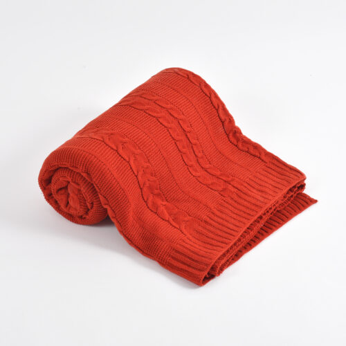 Blossom Knitted Throw :- Maroon