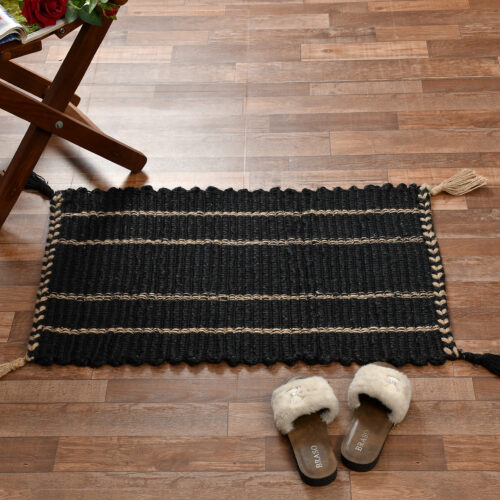 Spiral Jute Rib Rug Color:- Black