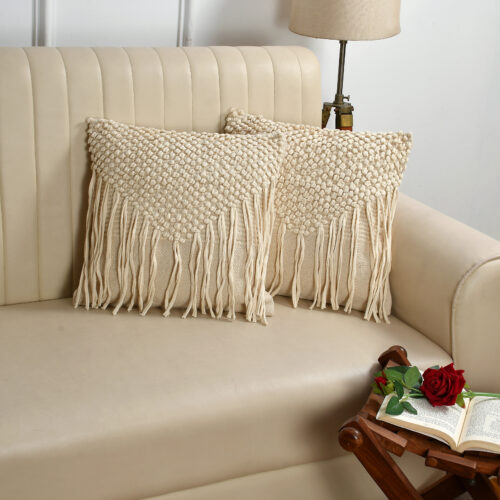 Loop Line Handwoven cushion cover (Pack of 2)