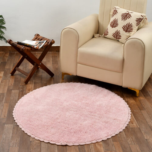 Luro Cotton Tufted Rug  Colour:- Pink