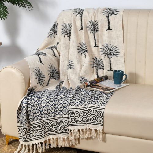 Coconut  Block  Printed  Throw