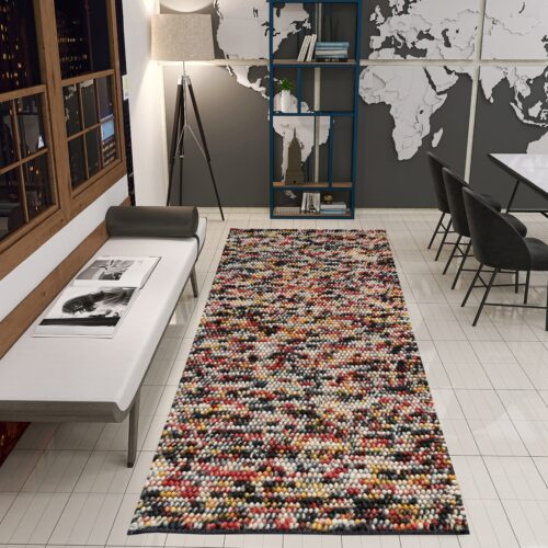 Popcorn Woolen Rug, Colour :-Multi