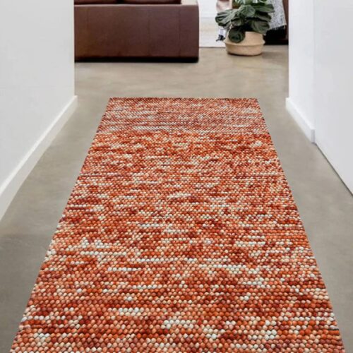 Popcorn Woolen Rug, Colour :-Orange