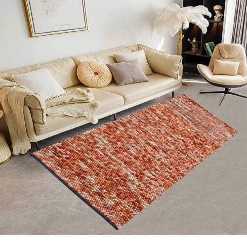 Popcorn Woolen Rug, Colour :-Orange