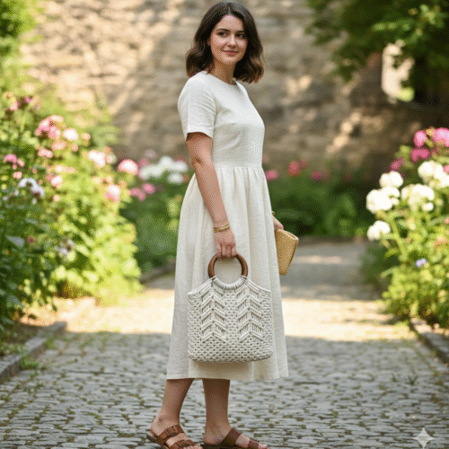 Rock Macrame Hand Bag :- Natural