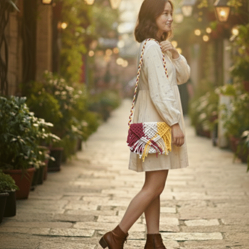 Knot Charm Macrame Sling Bag