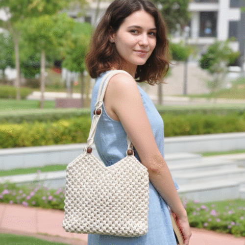 Urban Twist Macrame Tote Bag