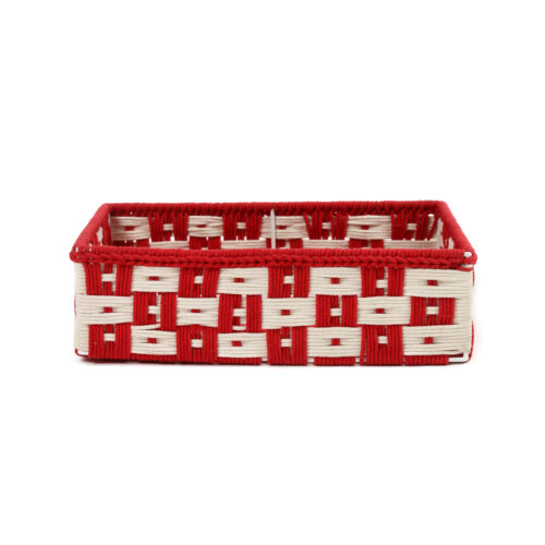 Check Macrame Basket:- Red ( Pack of 3 )