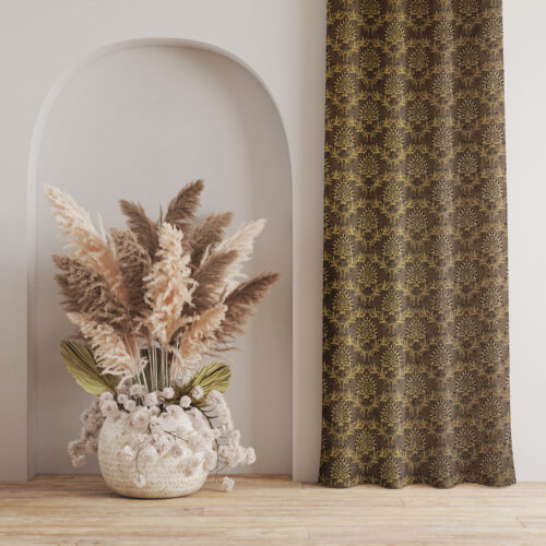 Edge Polyester door Curtain / Window Curtain, Colour:- Brown