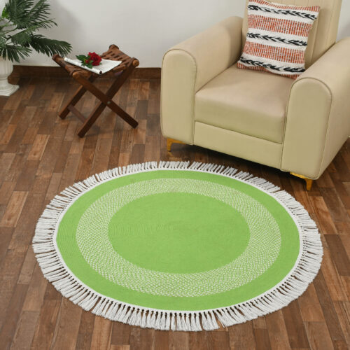 Caffe Cotton Round Rug :- Green