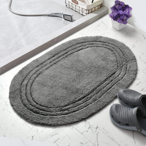Linea Tufted Oval Bathmat :- Grey