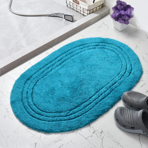 Linea Tufted Oval Bathmat :- Turquoise